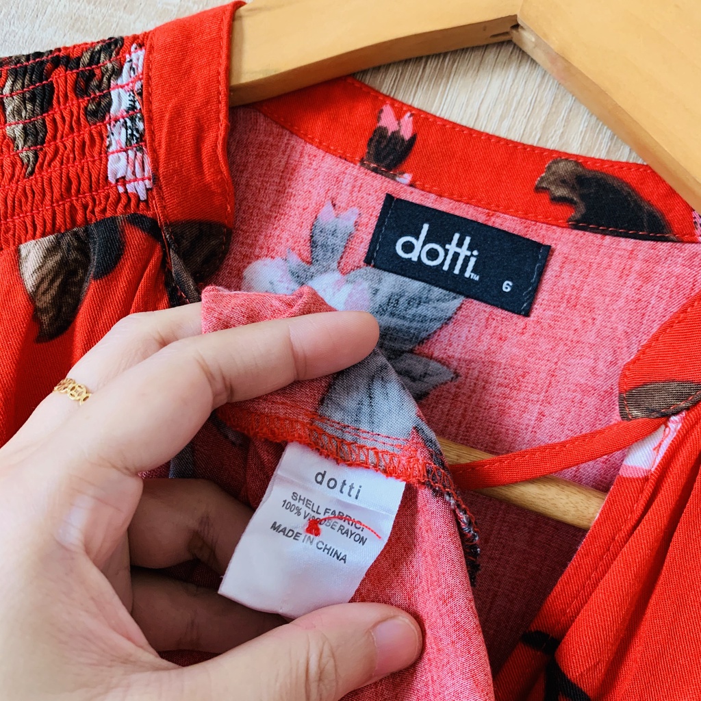 [LIKE NEW] Đầm vải lanh hoa hiệu DOTTI