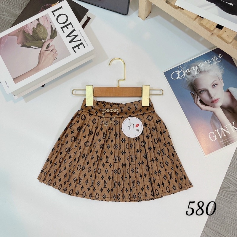 Chân váy dạ kẻ có quần lót bên trong size đại cho bé gái