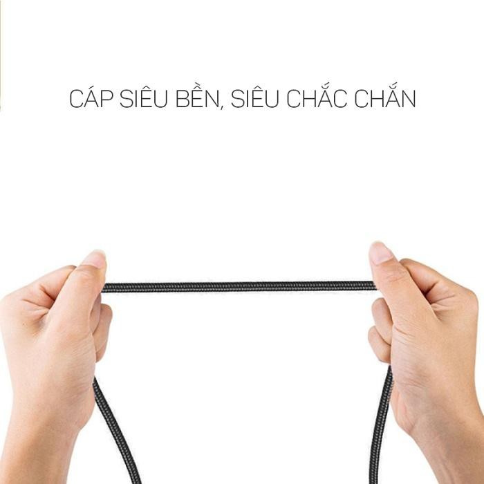 Cáp sạc chống đứt dài 2M bọc dù chính hãng Hapor dùng cho nhiều dòng điện thoại Iphone Samsung Xiaomi Oppo RealMe