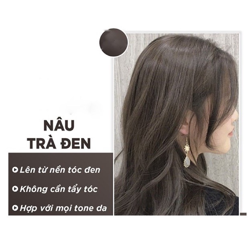 Thuốc Nhuộm Tóc Màu Nâu Trà Tại Nhà Kèm Trợ Nhuộm Black Hair Tea Dye Color