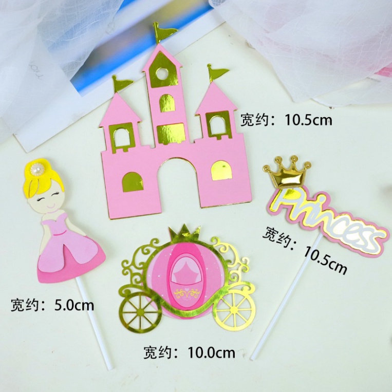 phụ kiện bánh kem [FREESHIP] set cắm hoàng tử công chúa vàng
