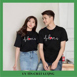 Áo thun cộc tay in chữ Love theo nhịp tim, vải đẹp hình in rõ nét.Áo đôi nam nữ tình yêu đẹp giá rẻ.TT19