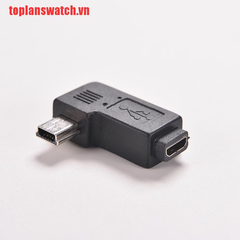 【toplanswatch】USB Micro 5Pin Female to Mini 5Pin Male 90 Degree Angle Adapter C