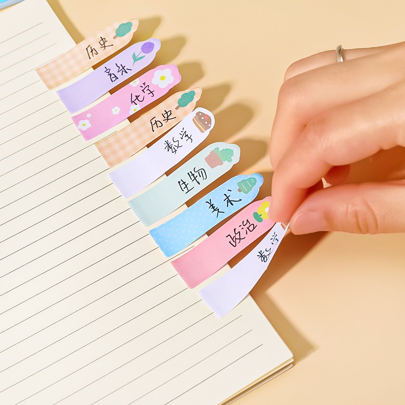 Set giấy nhớ ghi chú, sticky note đánh dấu phân trang nhiều màu họa tiết hoạt hình đáng yêu