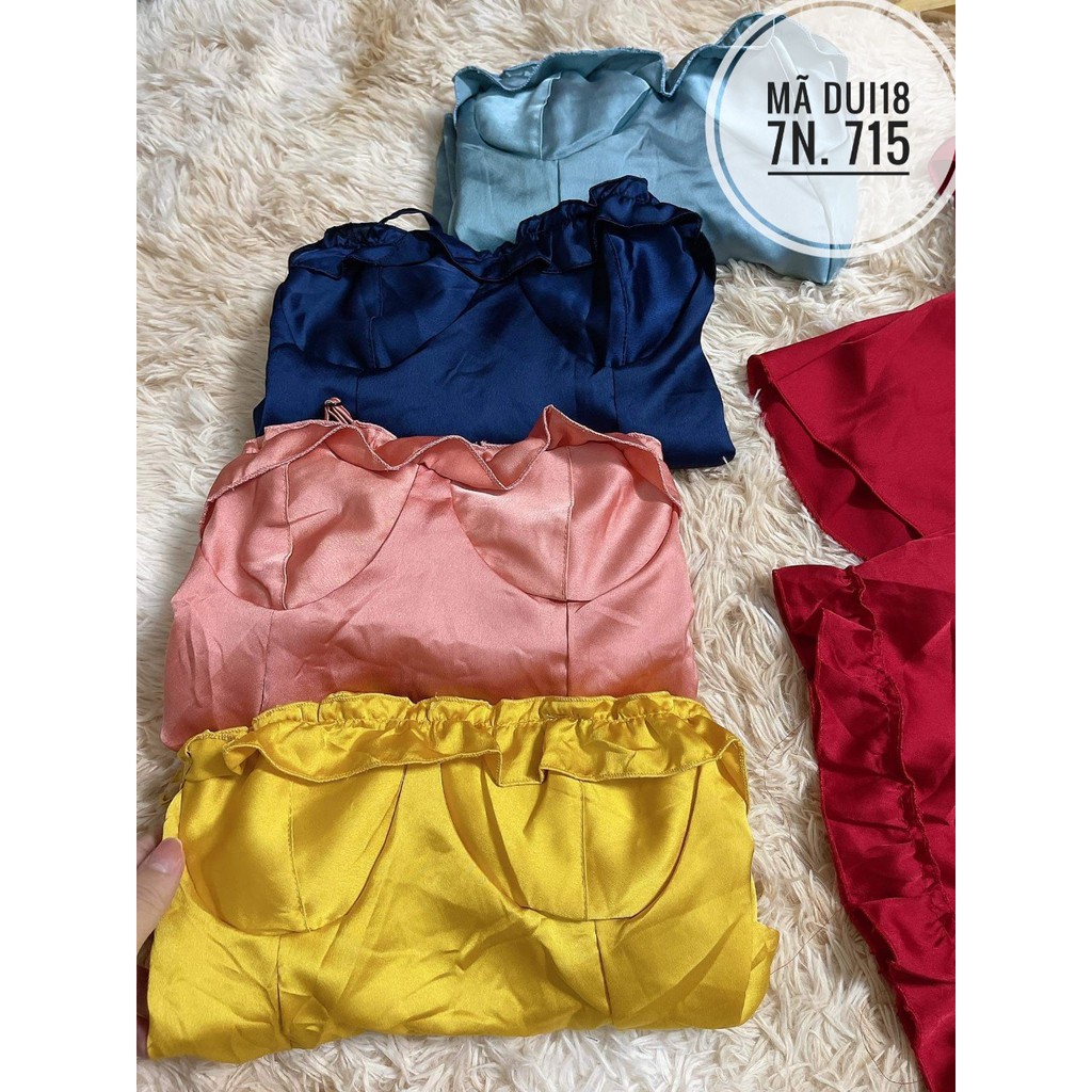 Dui18 - Đồ bộ quần đùi mặc nhà sexy dưới 55 kg - SET SATIN HAI DÂY QUẦN ĐÙI HÌNH THẬT | BigBuy360 - bigbuy360.vn