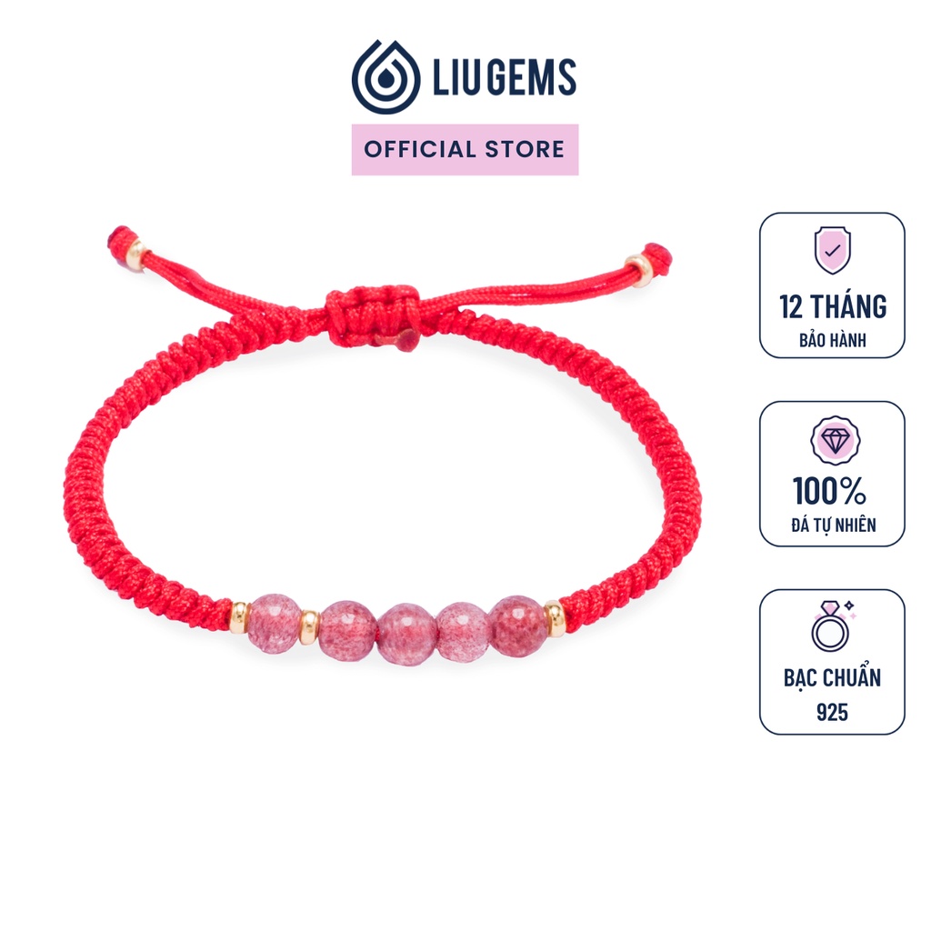 Vòng Tay Chỉ Đỏ Handmade 5 Hạt Đá Phong Thuỷ Liugems Cho Nam Nữ Unisex Thời Trang Mang Đến May Mắn Năng Lượng