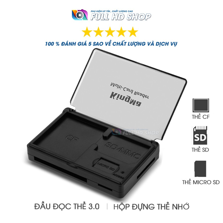 Đầu Đọc Thẻ Nhớ 3.0 - Đọc thẻ nhớ SD / Micro SD / CF - Chính hãng Kingma - Tích hợp hộp đựng thẻ nhớ - Full HD Shop | BigBuy360 - bigbuy360.vn