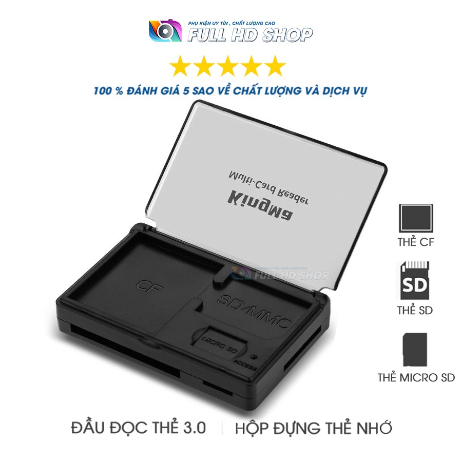 Đầu Đọc Thẻ Nhớ 3.0 - Đọc thẻ nhớ SD / Micro SD / CF - Chính hãng Kingma - Tích hợp hộp đựng thẻ nhớ - Full HD Shop | WebRaoVat - webraovat.net.vn