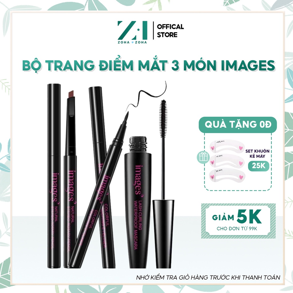 Bộ trang điểm mắt Images 3 món cơ bản chì kẻ mày, mascara chuốt mi làm dài mi, kẻ mắt đen siêu mảnh ZH-BTDM-M3