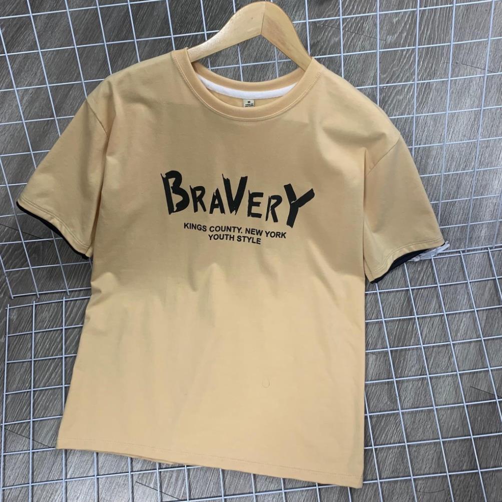 Áo phông tay lỡ BRAVERY, Chất cotton su , form rộng Nam Nữ unisex, Chất cotton giá rẻ basic  ulzzang freesize