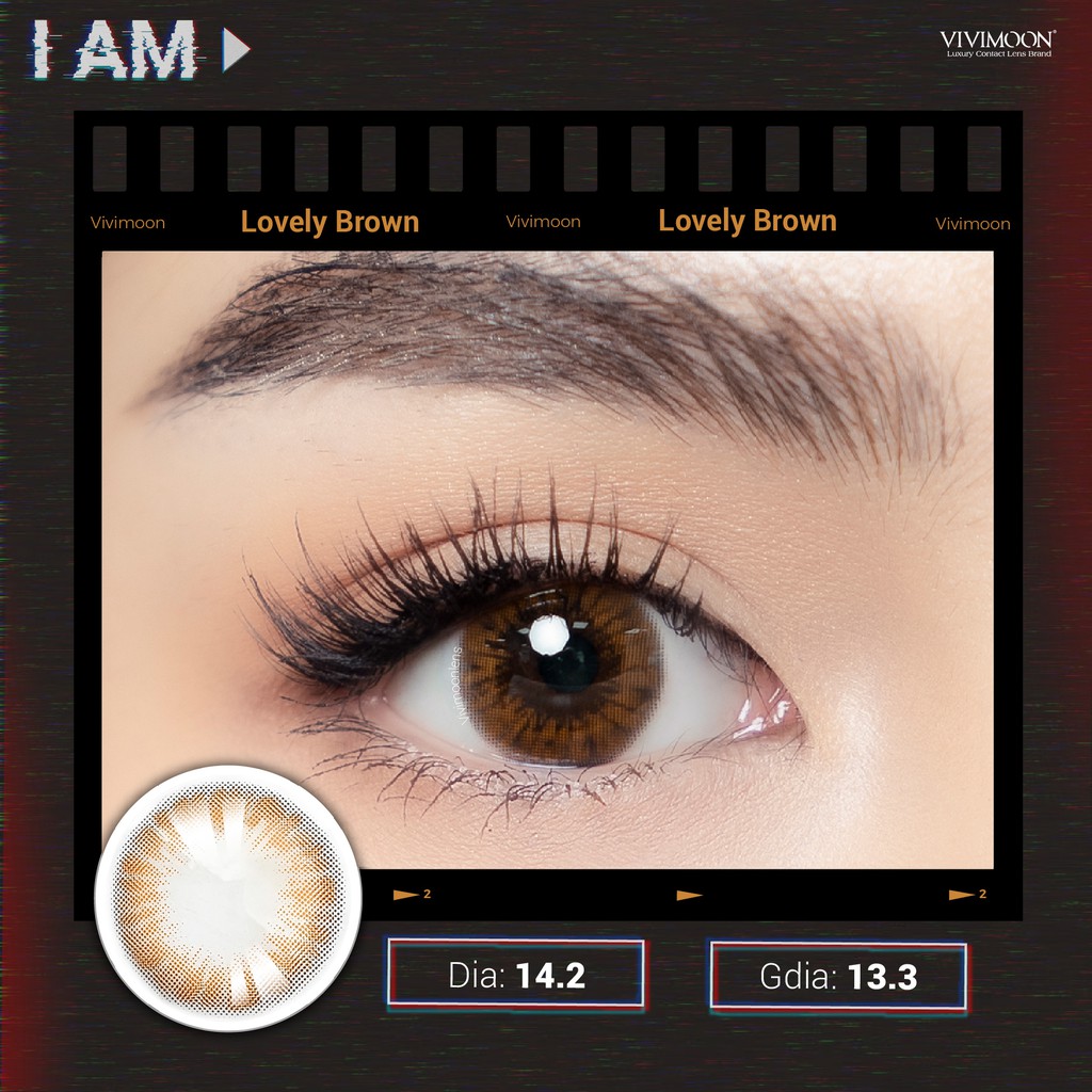 Kính áp tròng VIVIMOON LENS cận màu nâu cho mắt thở Lovely Brown
