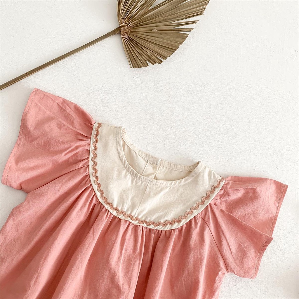 Bộ Áo Liền Quần Vải Cotton Tay Ngắn Màu Trơn Dễ Thương Cho Bé Sơ Sinh