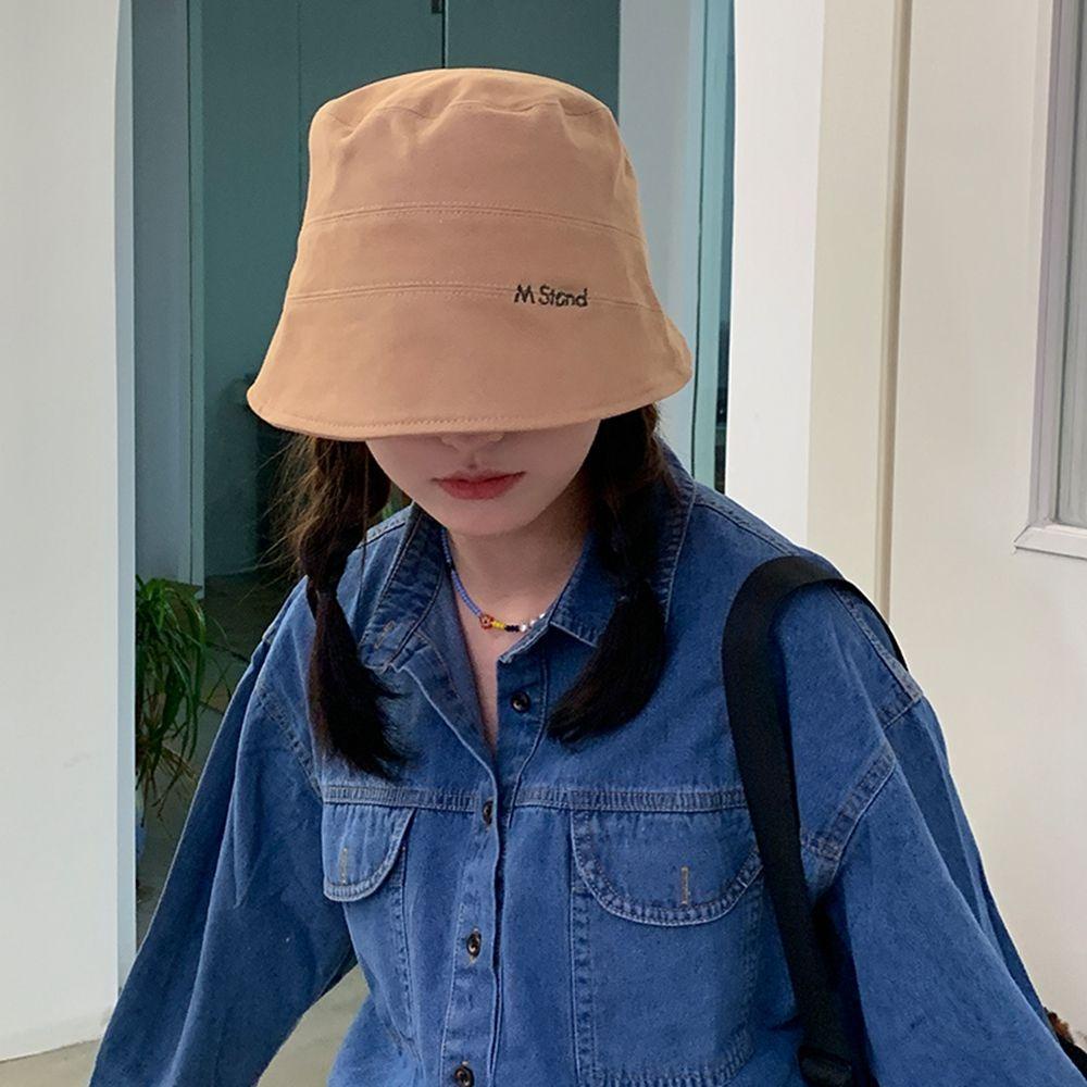 Nón Tai Bèo Chất Liệu Cotton Thêu Chữ Đơn Giản Thời Trang Thu Đông Cho Nữ