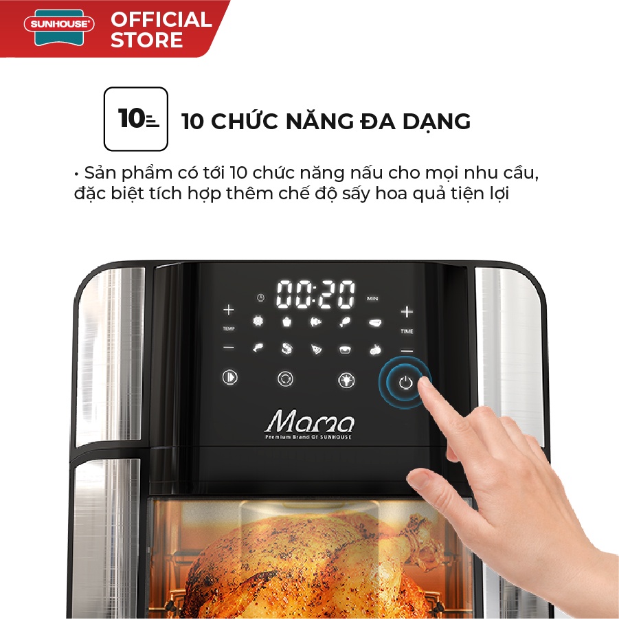 [Mã ELHADEV giảm 4% đơn 300K] Nồi chiên không dầu 15L Sunhouse Mama SHD4088