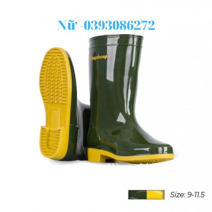 Ủng đi mưa ủng đi mưa người lớn màu rêu vàng Thùy Dương chấm thấm nước và trơn trượt tối đa