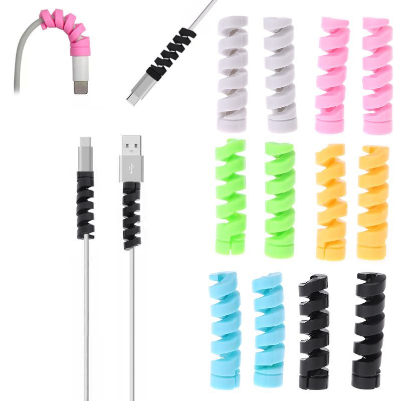 Set 2 dây lò xo quấn quanh bảo vệ dây cáp sạc tai nghe gọn gàng tiện lợi