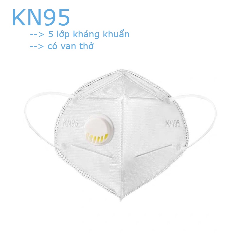 Set khẩu trang KN95 5 lớp có van thở thiết kế 3D chống giọt bắn bụi mịn vi khuẩn gây bệnh