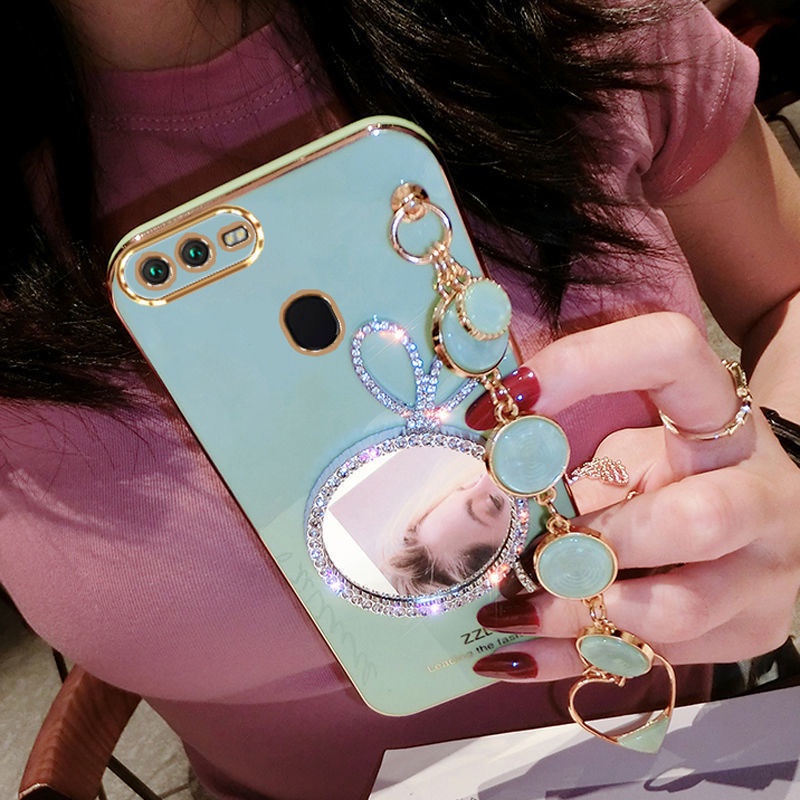 Ốp Điện Thoại Họa Tiết Thỏ Có Gương Trang Điểm Cho OPPO A5S A7 A12 F9 Pro A11K