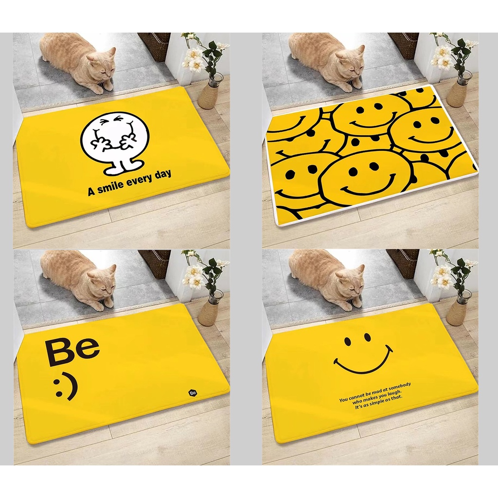 Thảm Chùi Chân Họa Tiết Mặt Cười Màu Vàng 40×60 50×80 40×120 60×90 60×180