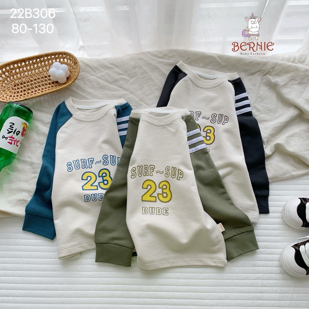 Bộ thể thao thu đông bé trai dài tay cá tính, bộ thu đông tay dài cho bé phong cách thể thao