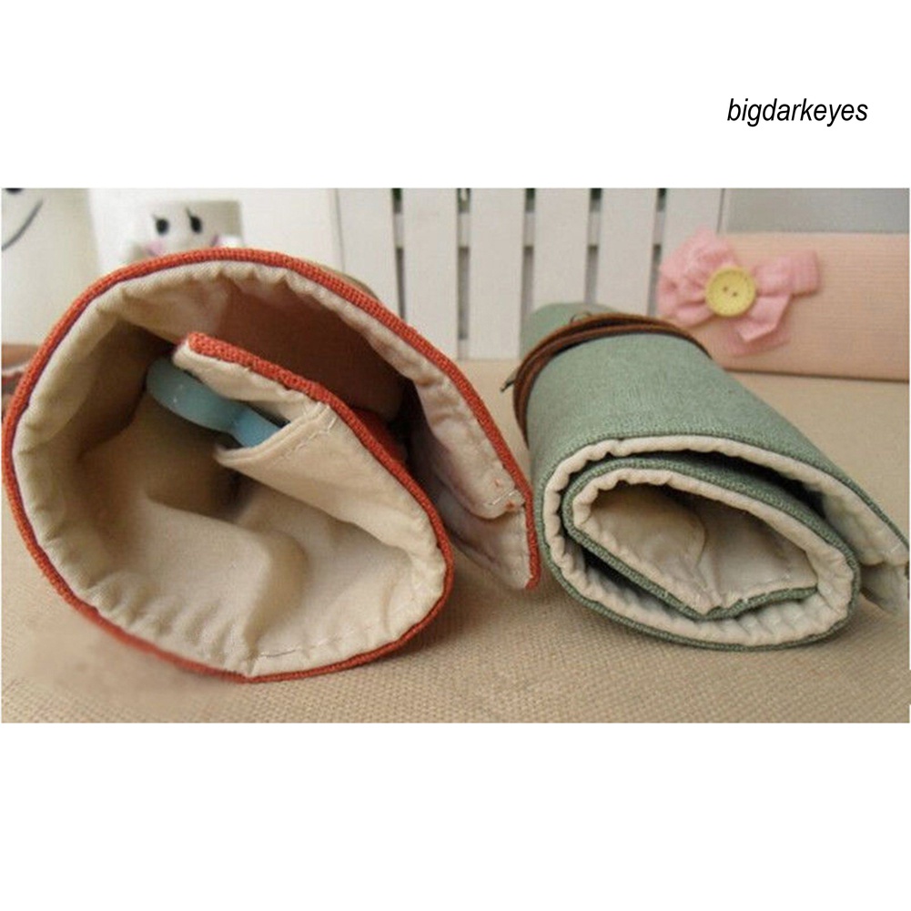 Túi Cuộn Đựng Bút/Cọ Trang Điểm Vải Canvas Sáng Tạo