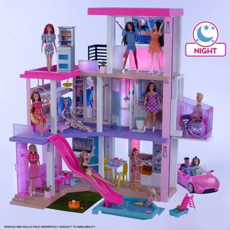 Nhà búp bê Barbie Dream House có nhạc và đèn, cao hơn 100cm+ 10 khu vui chơi