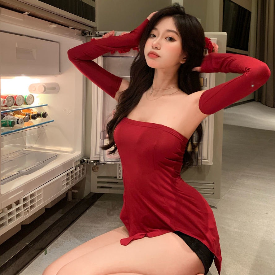 Áo thun COZOK tay dài lệch vai màu trơn ngọt ngào và gợi cảm