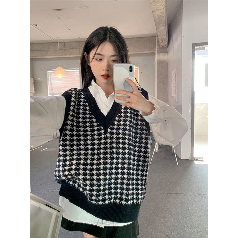 Áo len không tay dáng rộng thời trang mùa xuân mới phong cách Hàn Quốc