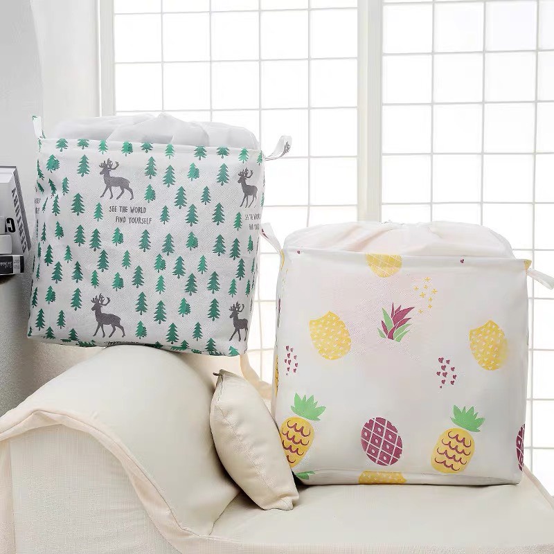 Túi vải đựng quần áo chăn màn đồ dơ giỏ vải canvas vuông đựng đồ đa năng gấp gọn ChiChi TV13