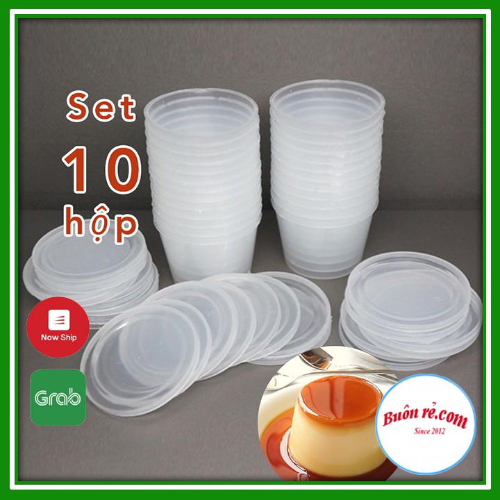 Set 10 Hộp nhựa làm Caramen hình tròn có nắp tiết kiệm dễ sử dụng – Hộp làm bánh Flan Buôn Rẻ 01171