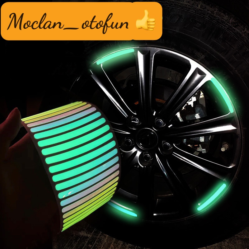 Set 20 miếng dán phản quang 7 màu độc đáo dùng để trang trí bánh xe ô tô phụ kiện ô tô Mộc Lan