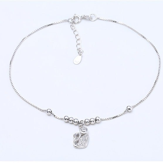 Lắc Chân Bạc Nữ Hình Thiên Nga Nhỏ Xinh Xắn LC-1552 - Bảo Ngọc Jewelry