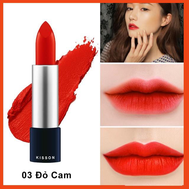 Son lì KISSON Matte Lipstick mã #3 ( màu đỏ cam)