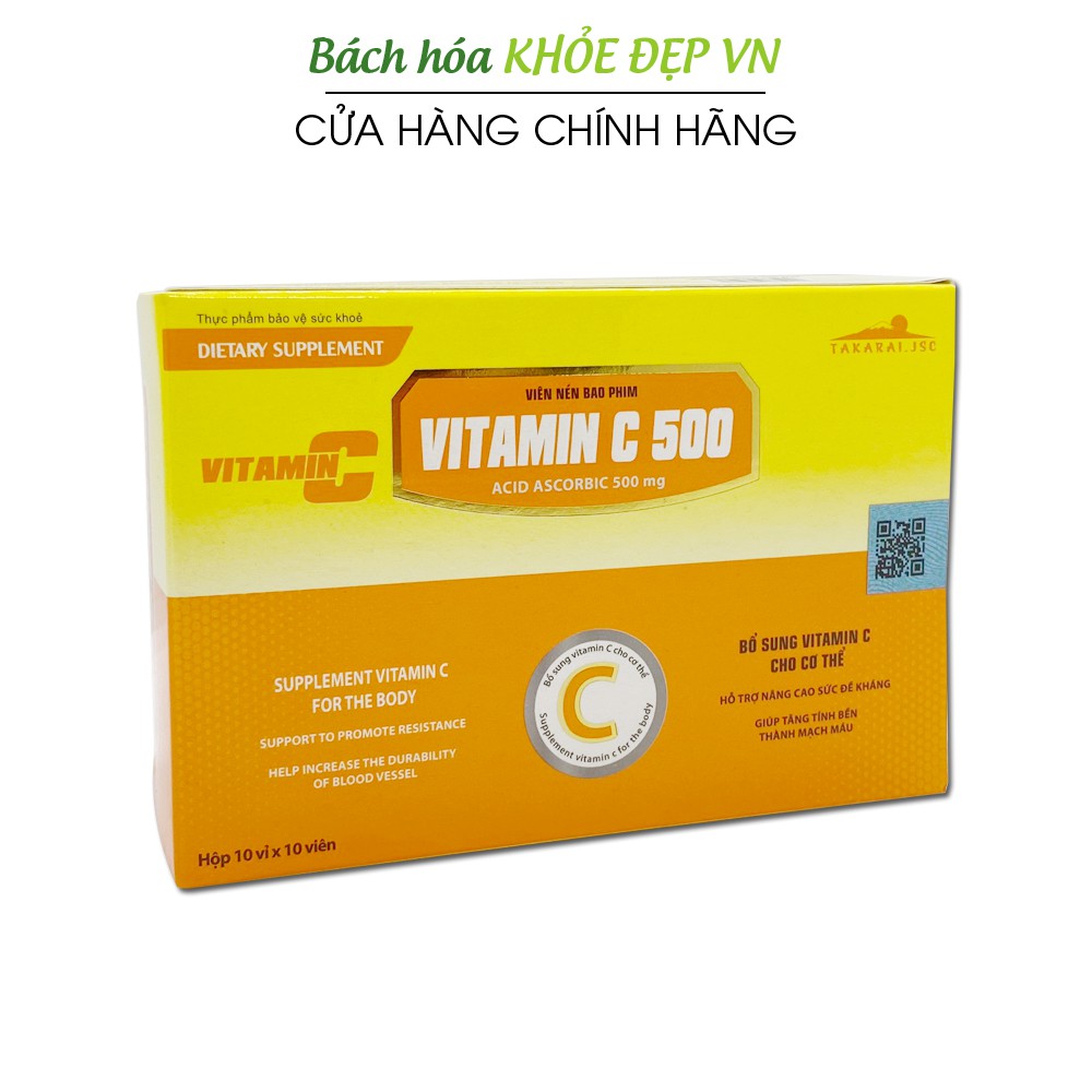 Viên uống VITAMIN C 500 tăng cường sức đề kháng, tăng sức khỏe - 100 viên [VITAMIN C 500]