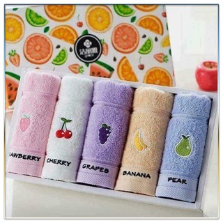 Hộp 5 Khăn Mặt Trái Cây màu sắc Cao Cấp