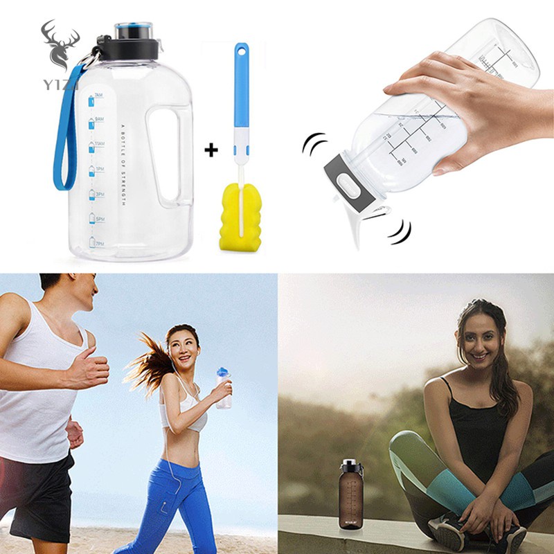 COD&amp; Gallon Water Bottle with Time Marker Large Water Bottle 1 Gallon Water Jug Outdoor Activity Large Capacity &amp;VN