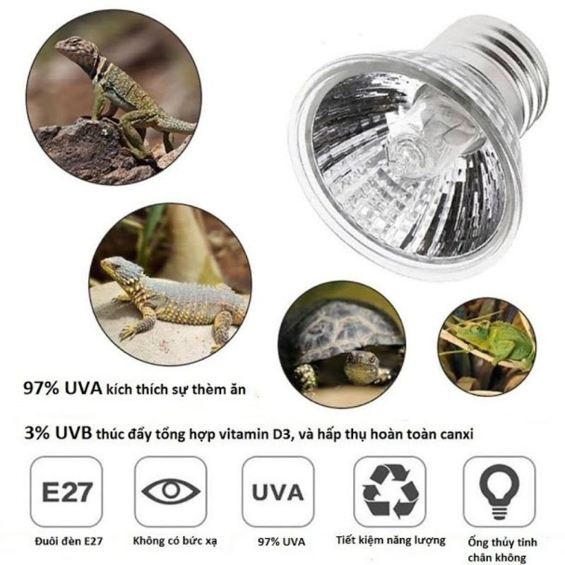 Đèn Sưởi Ấm +UVA+UVB 3.0 chuyên dụng cho bò sát, rùa nước