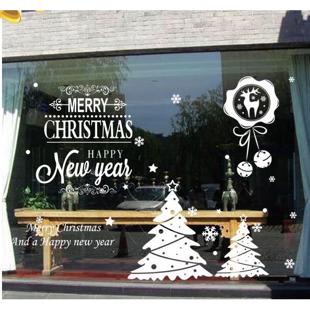 Decal Noel ⚡️𝐅𝐑𝐄𝐄 𝐒𝐇𝐈𝐏⚡️ Decal dán tường Noel CÂY THÔNG TRẮNG - PVC chống thấm nước, Decal hít công nghệ cao