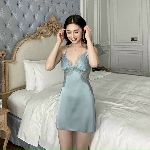 Váy Ngủ Nữ - Váy Ngủ Nữ Hai Dây thiết kế ren chéo eo sexy gợi cảm MÃ V03