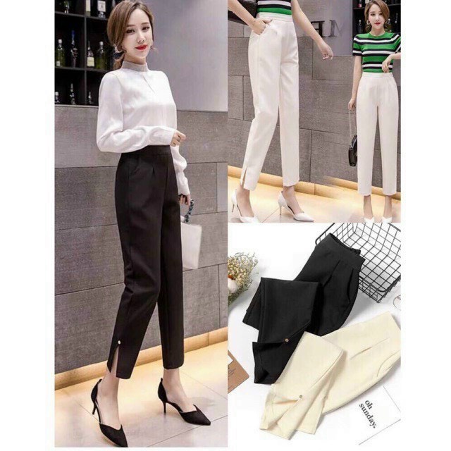 Quần Beggy xẻ gấu cách điệu lưng cao Loại 1 giá rẻ