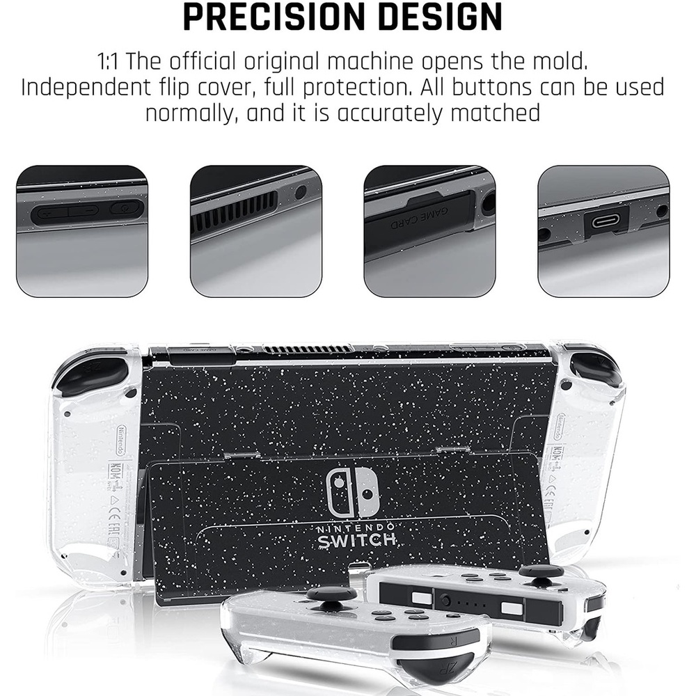 Ốp Bảo Vệ Màn Hình Điều Khiển Chơi Game Nintendo Switch Oled Kèm Kính Cường Lực 12 Nút Cho NS Switch Oled