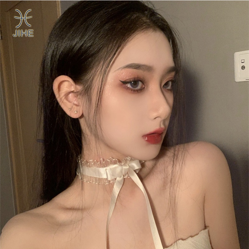 Choker Ren Đen Mặt Nơ Phong Cách Nhật Và Hàn