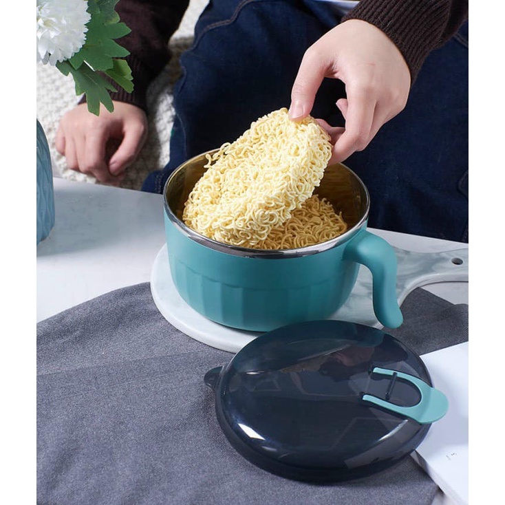 Bát ăn mì tôm lõi innox, có tay cầm tiện dụng