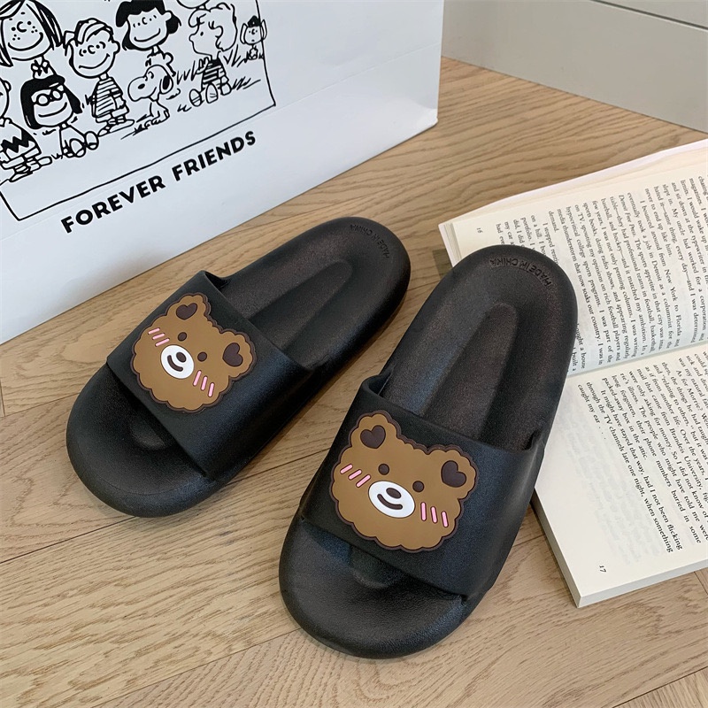 Dọn kho xả 29k Dép nhựa dẻo, êm chống trượt in hình gấu cute cho nữ