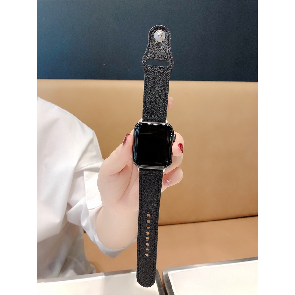 Dây đeo bằng da khóa kim loại 38mm/40mm/42mm/44 mm cho đồng hồ Apple iWatch SE 6 5 4 3 2 1