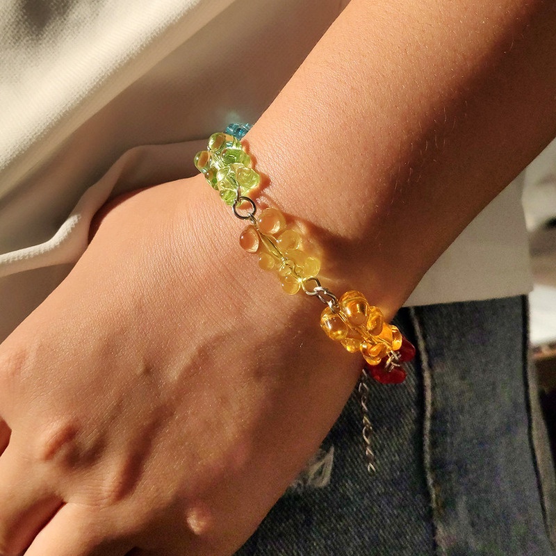 1 Vòng Tay Mặt Gấu Nhựa Resin Màu Kẹo Dễ Thương Thời Trang Làm Quà Tặng Cho Bạn Gái/ Bạn Bè