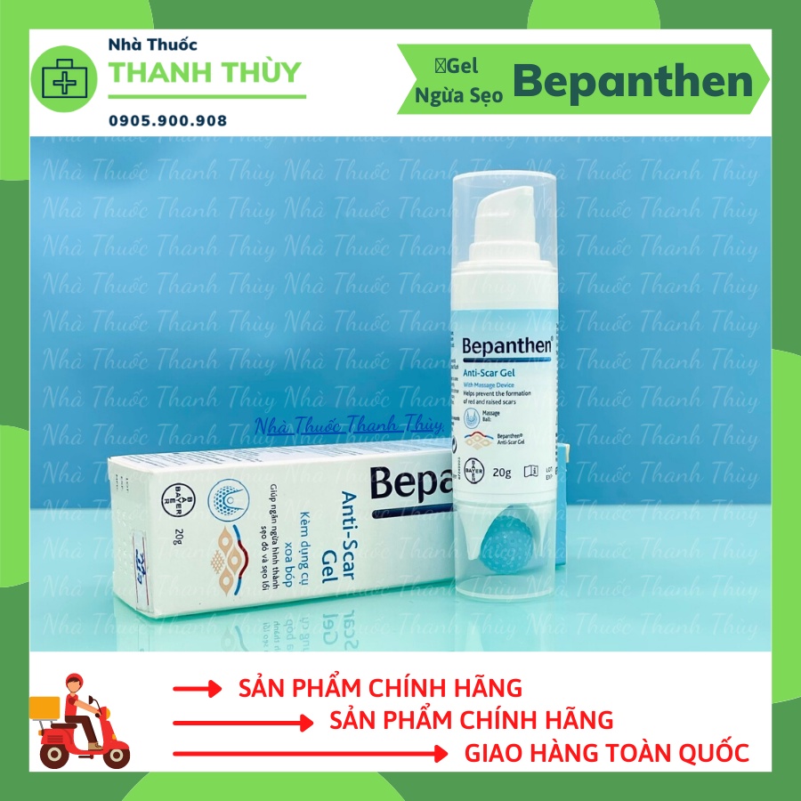 Bepanthen Anti-Scar Gel 20G - Gel Giúp Ngăn Ngừa Hình Thành Sẹo Đỏ Và Sẹo Lồi Kèm Dụng Cụ Xoa Bóp