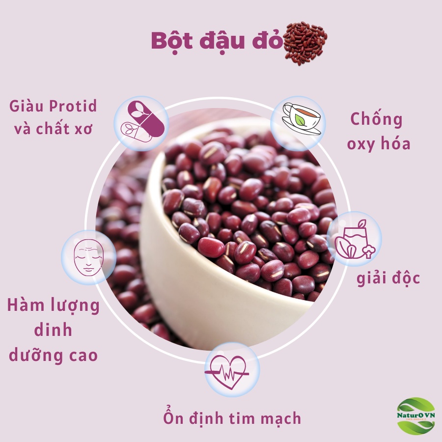 Bột đậu đỏ tắm trắng đắp mặt nguyên chất 100% Organic NaturO VN  BDD01