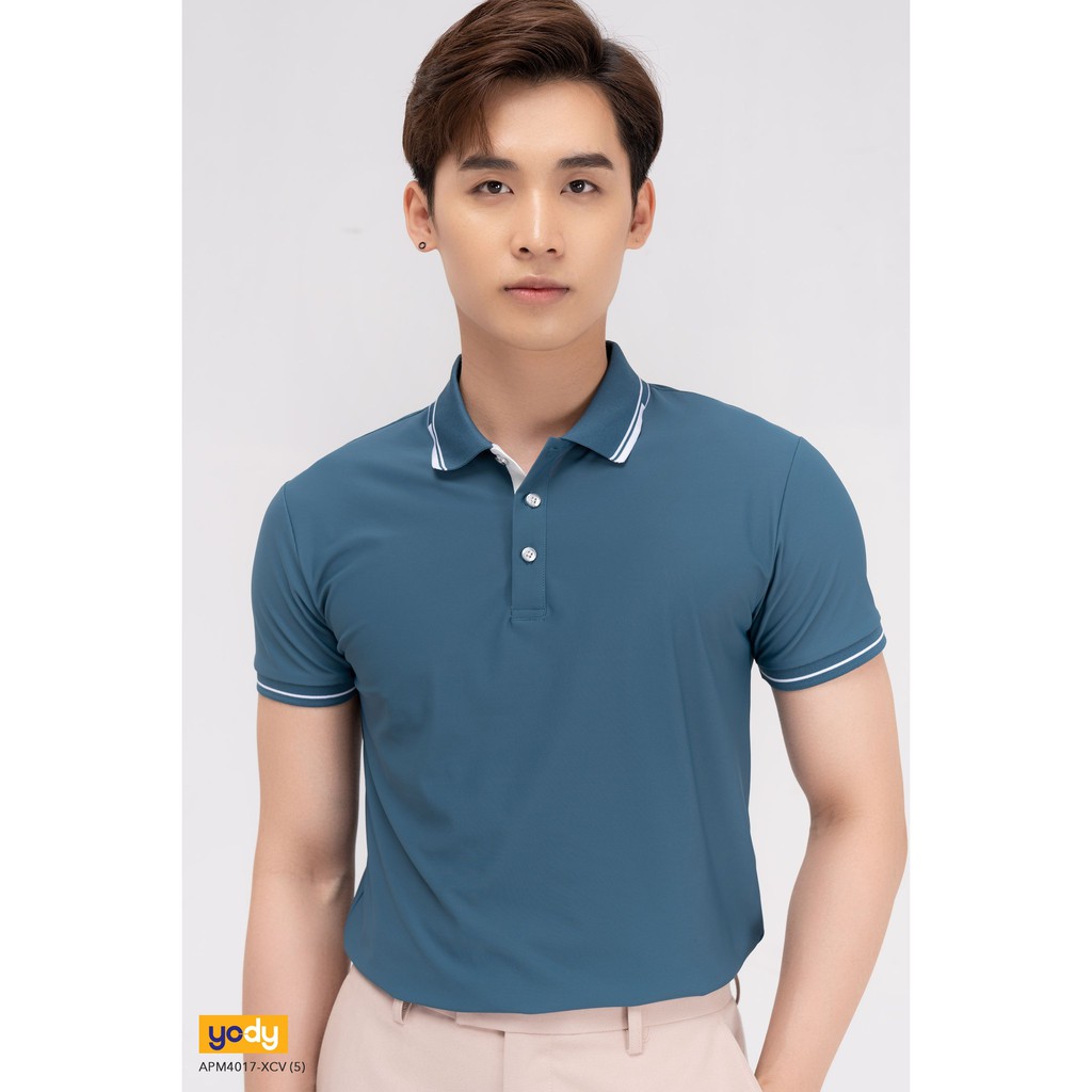 Áo Polo YODY Nam Phối Nẹp Viền Cổ Chất Liệu Mềm Mịn Thấm Hút APM4107