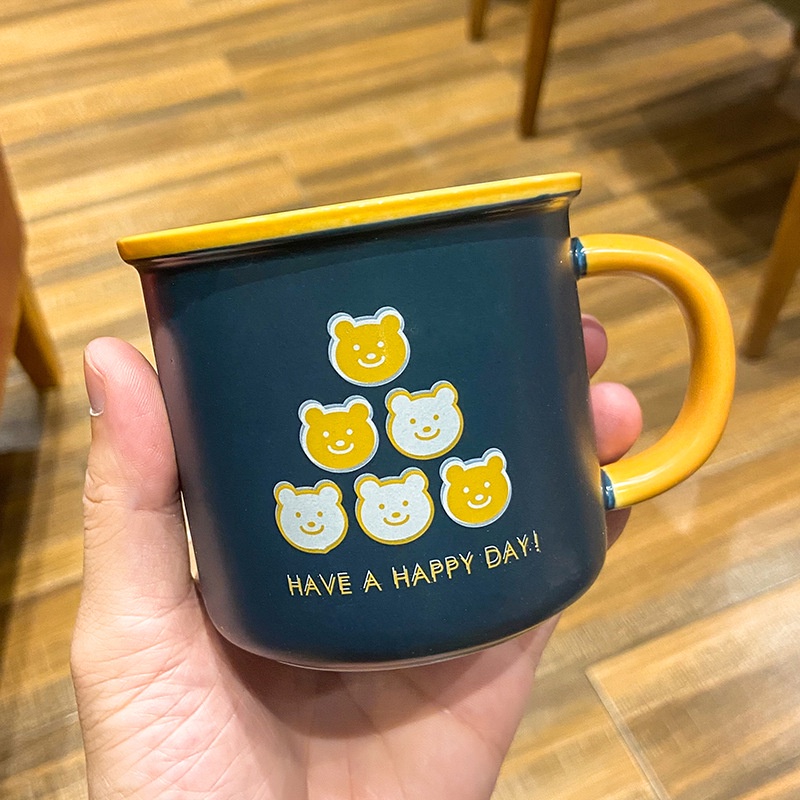 Cốc ly sứ Bears have a happy day dung tích 320ml nhiều mẫu mã màu sắc dễ thương đựng nước, cafe, quà tặng